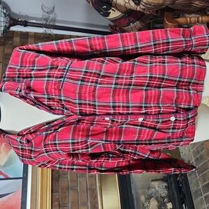 J Crew red plaid pajama shirt button up front one pocket size XL